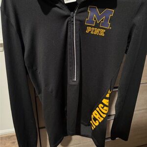 PINK Victoria's Secret Black and Yellow Pullover Michigan - size medium